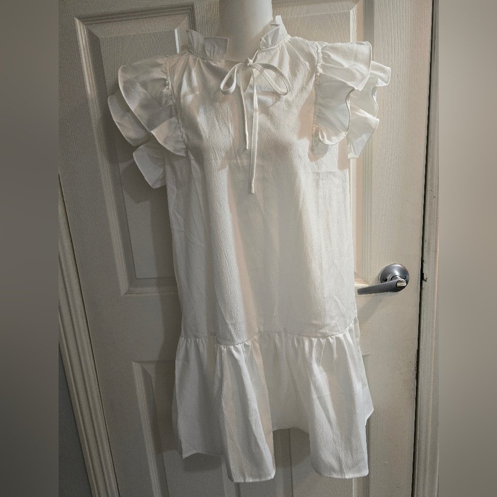 Women’s Ruffled Midi Dress - White